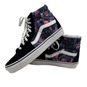Vans Sk8-Hi Sneakers Floral Print Black Womens Size 10